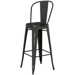 LT&S Alloy Series Lancaster Table & Seating Alloy Series Distressed Black Metal Indoor / Outdoor Industrial Cafe Barstool With Vertical Slat Back And Drain Hole Seat 5 LT&S Alloy Series Lancaster Table & Seating Alloy Series Distressed Black Metal Indoor / Outdoor Industrial Cafe Barstool With Vertical Slat Back And Drain Hole Seat -Zown Shop 2445779