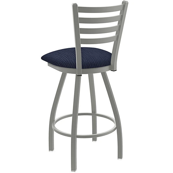 Holland Bar Stool XL 410 Jackie 30" Ladderback Swivel Bar Stool With Anodized Nickel Finish And Graph Anchor Seat 2 Holland Bar Stool XL 410 Jackie 30" Ladderback Swivel Bar Stool With Anodized Nickel Finish And Graph Anchor Seat - Image 2