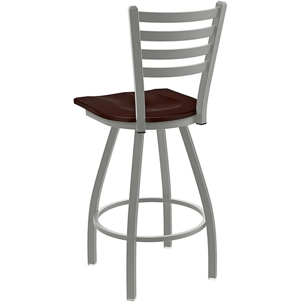Holland Bar Stool XL 410 Jackie 25" Ladderback Swivel Counter Stool With Anodized Nickel Finish And Dark Cherry Maple Seat 2 Holland Bar Stool XL 410 Jackie 25" Ladderback Swivel Counter Stool With Anodized Nickel Finish And Dark Cherry Maple Seat - Image 2