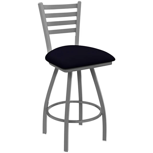 Holland Bar Stool XL 410 Jackie 25" Ladderback Swivel Counter Stool With Anodized Nickel Finish And Canter Twilight Padded Seat 1 Holland Bar Stool XL 410 Jackie 25" Ladderback Swivel Counter Stool With Anodized Nickel Finish And Canter Twilight Padded Seat