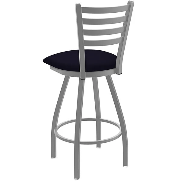 Holland Bar Stool XL 410 Jackie 25" Ladderback Swivel Counter Stool With Anodized Nickel Finish And Canter Twilight Padded Seat 2 Holland Bar Stool XL 410 Jackie 25" Ladderback Swivel Counter Stool With Anodized Nickel Finish And Canter Twilight Padded Seat - Image 2