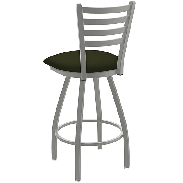 Holland Bar Stool XL 410 Jackie 25" Ladderback Swivel Counter Stool With Anodized Nickel Finish And Canter Pine Padded Seat 2 Holland Bar Stool XL 410 Jackie 25" Ladderback Swivel Counter Stool With Anodized Nickel Finish And Canter Pine Padded Seat - Image 2