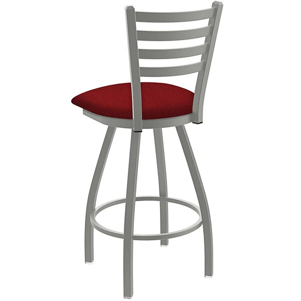 Holland Bar Stool XL 410 Jackie 25" Ladderback Swivel Counter Stool With Anodized Nickel Finish And Graph Ruby Padded Seat 2 Holland Bar Stool XL 410 Jackie 25" Ladderback Swivel Counter Stool With Anodized Nickel Finish And Graph Ruby Padded Seat - Image 2