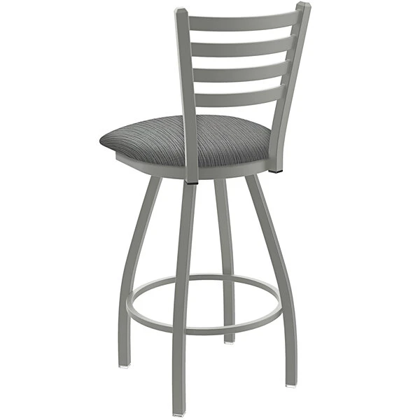 Holland Bar Stool XL 410 Jackie 25" Ladderback Swivel Counter Stool With Anodized Nickel Finish And Graph Alpine Padded Seat 2 Holland Bar Stool XL 410 Jackie 25" Ladderback Swivel Counter Stool With Anodized Nickel Finish And Graph Alpine Padded Seat - Image 2