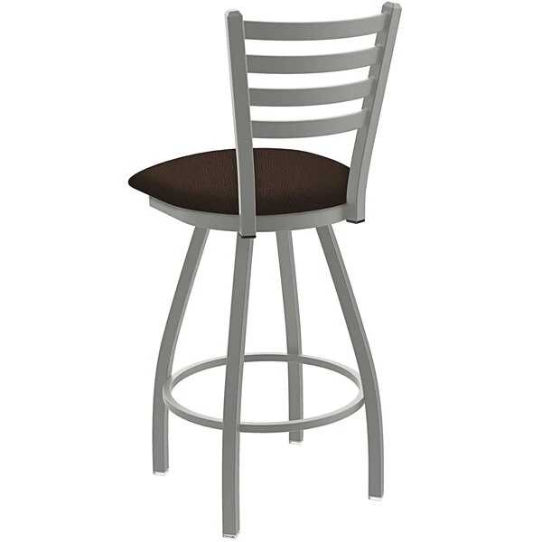 Holland Bar Stool XL 410 Jackie 25" Ladderback Swivel Counter Stool With Anodized Nickel Finish And Rein Coffee Padded Seat 2 Holland Bar Stool XL 410 Jackie 25" Ladderback Swivel Counter Stool With Anodized Nickel Finish And Rein Coffee Padded Seat - Image 2