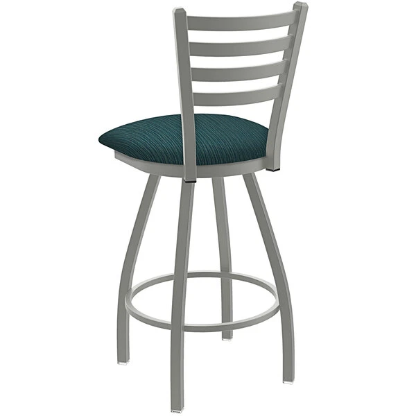 Holland Bar Stool XL 410 Jackie 25" Ladderback Swivel Counter Stool With Anodized Nickel Finish And Graph Tidal Padded Seat 2 Holland Bar Stool XL 410 Jackie 25" Ladderback Swivel Counter Stool With Anodized Nickel Finish And Graph Tidal Padded Seat - Image 2