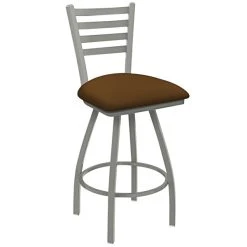 Holland Bar Stool Holland Barstool XL 410 Jackie 30" Ladderback Swivel Bar Stool With Anodized Nickel Finish And Canter Thatch Seat