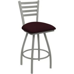 Holland Bar Stool Holland Barstool XL 410 Jackie 30" Ladderback Swivel Bar Stool With Anodized Nickel Finish And Canter Bordeaux Seat