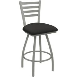 Holland Bar Stool Holland Barstool XL 410 Jackie 30" Ladderback Swivel Bar Stool With Anodized Nickel Finish And Canter Iron Seat