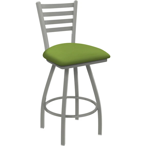 Holland Bar Stool Holland Barstool XL 410 Jackie 30" Ladderback Swivel Bar Stool With Anodized Nickel Finish And Canter Kiwi Green Seat 1 Holland Bar Stool Holland Barstool XL 410 Jackie 30" Ladderback Swivel Bar Stool With Anodized Nickel Finish And Canter Kiwi Green Seat