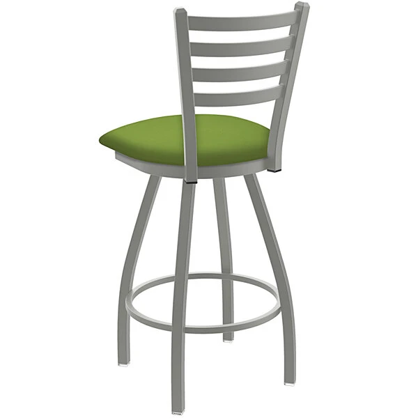 Holland Bar Stool Holland Barstool XL 410 Jackie 30" Ladderback Swivel Bar Stool With Anodized Nickel Finish And Canter Kiwi Green Seat 2 Holland Bar Stool Holland Barstool XL 410 Jackie 30" Ladderback Swivel Bar Stool With Anodized Nickel Finish And Canter Kiwi Green Seat - Image 2