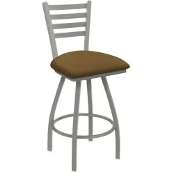 Holland Bar Stool Holland Barstool XL 410 Jackie 30" Ladderback Swivel Bar Stool With Anodized Nickel Finish And Canter Saddle Seat