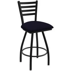 Holland Bar Stool XL 410 Jackie 30" Ladderback Swivel Bar Stool With Black Wrinkle Finish And Canter Twilight Seat