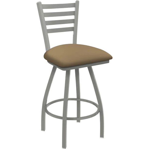 Holland Bar Stool Holland Barstool XL 410 Jackie 30" Ladderback Swivel Bar Stool With Anodized Nickel Finish And Canter Sand Seat 1 Holland Bar Stool Holland Barstool XL 410 Jackie 30" Ladderback Swivel Bar Stool With Anodized Nickel Finish And Canter Sand Seat