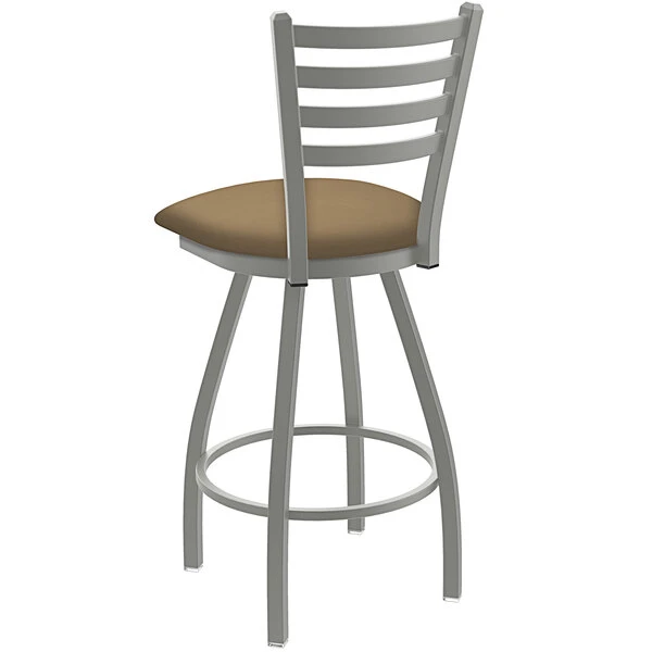 Holland Bar Stool Holland Barstool XL 410 Jackie 30" Ladderback Swivel Bar Stool With Anodized Nickel Finish And Canter Sand Seat 2 Holland Bar Stool Holland Barstool XL 410 Jackie 30" Ladderback Swivel Bar Stool With Anodized Nickel Finish And Canter Sand Seat - Image 2