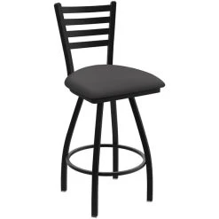 Holland Bar Stool XL 410 Jackie 30" Ladderback Swivel Bar Stool With Black Wrinkle Finish And Canter Storm Seat
