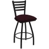 Holland Bar Stool XL 410 Jackie 30" Ladderback Swivel Bar Stool With Black Wrinkle Finish And Canter Bordeaux Seat