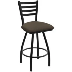 Holland Bar Stool XL 410 Jackie 30" Ladderback Swivel Bar Stool With Black Wrinkle Finish And Canter Earth Seat