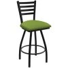 Holland Bar Stool XL 410 Jackie 30" Ladderback Swivel Bar Stool With Black Wrinkle Finish And Canter Kiwi Green Seat