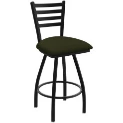 Holland Bar Stool XL 410 Jackie 30" Ladderback Swivel Bar Stool With Black Wrinkle Finish And Canter Pine Seat