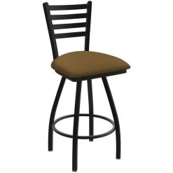 Holland Bar Stool XL 410 Jackie 30" Ladderback Swivel Bar Stool With Black Wrinkle Finish And Canter Saddle Seat