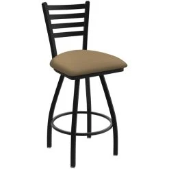 Holland Bar Stool XL 410 Jackie 30" Ladderback Swivel Bar Stool With Black Wrinkle Finish And Canter Sand Seat