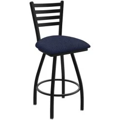 Holland Bar Stool XL 410 Jackie 30" Ladderback Swivel Bar Stool With Black Wrinkle Finish And Graph Anchor Seat
