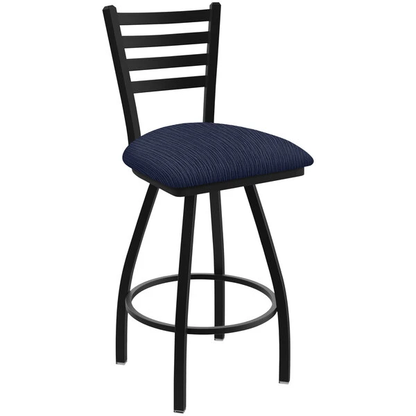 Holland Bar Stool XL 410 Jackie 30" Ladderback Swivel Bar Stool With Black Wrinkle Finish And Graph Anchor Seat 1 Holland Bar Stool XL 410 Jackie 30" Ladderback Swivel Bar Stool With Black Wrinkle Finish And Graph Anchor Seat