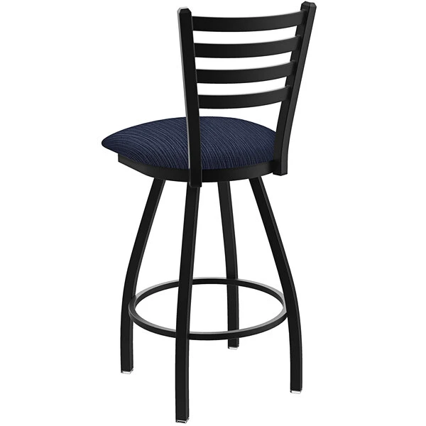 Holland Bar Stool XL 410 Jackie 30" Ladderback Swivel Bar Stool With Black Wrinkle Finish And Graph Anchor Seat 2 Holland Bar Stool XL 410 Jackie 30" Ladderback Swivel Bar Stool With Black Wrinkle Finish And Graph Anchor Seat - Image 2