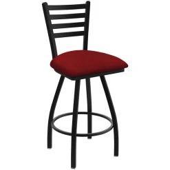Holland Bar Stool XL 410 Jackie 30" Ladderback Swivel Bar Stool With Black Wrinkle Finish And Graph Ruby Seat
