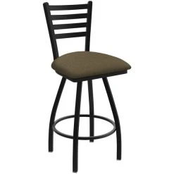 Holland Bar Stool XL 410 Jackie 30" Ladderback Swivel Bar Stool With Black Wrinkle Finish And Graph Cork Seat