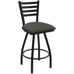 Holland Bar Stool XL 410 Jackie 30" Ladderback Swivel Bar Stool With Black Wrinkle Finish And Graph Chalice Seat