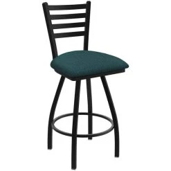 Holland Bar Stool XL 410 Jackie 30" Ladderback Swivel Bar Stool With Black Wrinkle Finish And Graph Tidal Seat