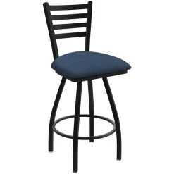 Holland Bar Stool XL 410 Jackie 30" Ladderback Swivel Bar Stool With Black Wrinkle Finish And Rein Bay Seat