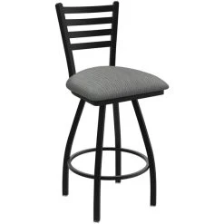 Holland Bar Stool XL 410 Jackie 30" Ladderback Swivel Bar Stool With Black Wrinkle Finish And Graph Alpine Seat