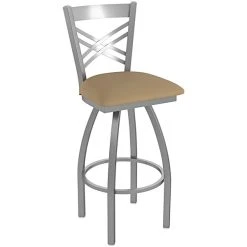 Holland Bar Stool Crossback Swivel Stainless Steel Outdoor Bar Stool With Breeze Champagne Seat