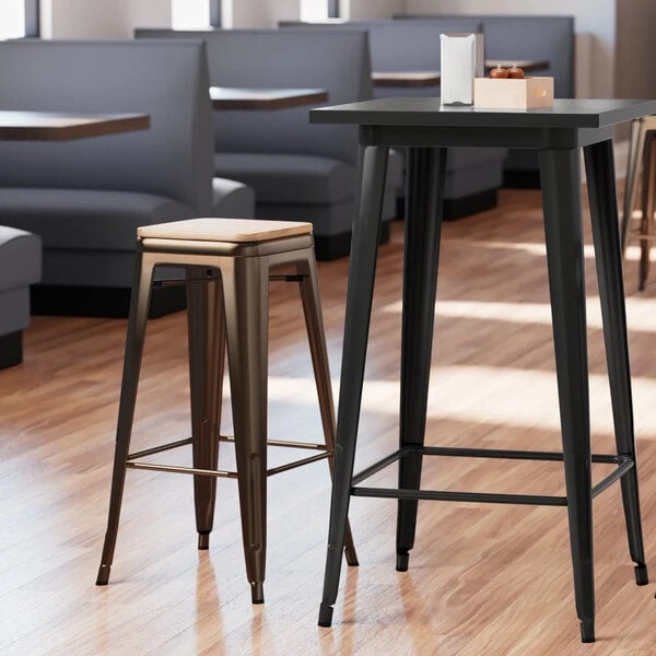 LT&S Alloy Series Lancaster Table & Seating Alloy Series Copper Metal Indoor Industrial Cafe Bar Height Stool With Natural Wood Seat 1 LT&S Alloy Series Lancaster Table & Seating Alloy Series Copper Metal Indoor Industrial Cafe Bar Height Stool With Natural Wood Seat