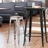 LT&S Alloy Series Lancaster Table & Seating Alloy Series Clear Coated Metal Indoor Industrial Cafe Bar Height Stool With Walnut Wood Seat