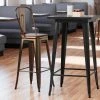 LT&S Alloy Series Lancaster Table & Seating Alloy Series Copper Metal Indoor Industrial Cafe Bar Height Stool With Vertical Slat Back And Walnut Wood Seat