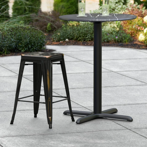 LT&S Alloy Series Lancaster Table & Seating Alloy Series Distressed Copper Stackable Metal Indoor / Outdoor Industrial Cafe Counter Height Stool With Drain Hole Seat 1 LT&S Alloy Series Lancaster Table & Seating Alloy Series Distressed Copper Stackable Metal Indoor / Outdoor Industrial Cafe Counter Height Stool With Drain Hole Seat