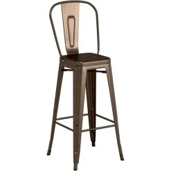 LT&S Alloy Series Lancaster Table & Seating Alloy Series 24" X 24" Copper Outdoor Bar Height Table With 2 Metal Cafe Bar Stools -Zown Shop 2453259