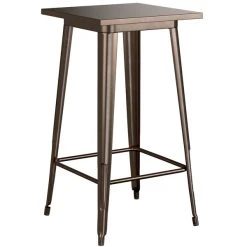LT&S Alloy Series Lancaster Table & Seating Alloy Series 24" X 24" Copper Outdoor Bar Height Table With 2 Metal Cafe Bar Stools -Zown Shop 2453263