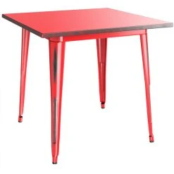 LT&S Alloy Series Lancaster Table & Seating Alloy Series 32" X 32" Distressed Red Dining Height Outdoor Table With 4 Industrial Cafe Chairs 8 LT&S Alloy Series Lancaster Table & Seating Alloy Series 32" X 32" Distressed Red Dining Height Outdoor Table With 4 Industrial Cafe Chairs -Zown Shop 2453273