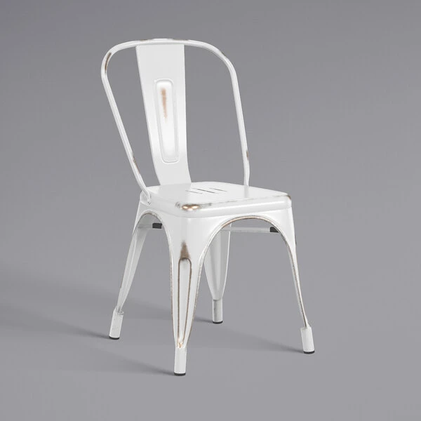 LT&S Alloy Series Lancaster Table & Seating Alloy Series 32" X 32" Distressed White Dining Height Outdoor Table With 4 Industrial Cafe Chairs 5 LT&S Alloy Series Lancaster Table & Seating Alloy Series 32" X 32" Distressed White Dining Height Outdoor Table With 4 Industrial Cafe Chairs - Image 5