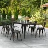 LT&S Alloy Series Lancaster Table & Seating Alloy Series 63" X 32" Distressed Copper Dining Height Outdoor Table With 6 Arm Chairs