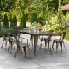 LT&S Alloy Series Lancaster Table & Seating Alloy Series 63" X 32" Copper Dining Height Outdoor Table With 6 Arm Chairs