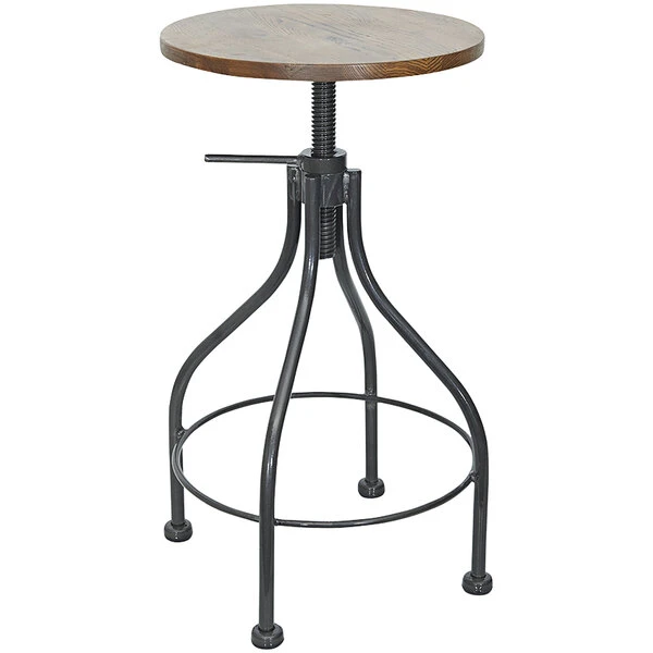 BFM Seating Lincoln Screw Sand Black Steel Backless Barstool With Autumn Ash Wood Seat 1 BFM Seating Lincoln Screw Sand Black Steel Backless Barstool With Autumn Ash Wood Seat