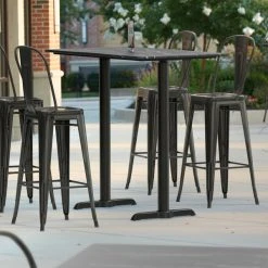 LT&S Excalibur Lancaster Table & Seating Excalibur 27 1/2" X 47 3/16" Rectangular Bar Height Table With Smooth Letizia Finish And Two End Outdoor Base Plates