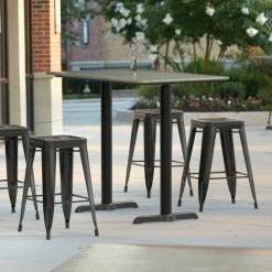 LT&S Excalibur Lancaster Table & Seating Excalibur 27 1/2" X 47 3/16" Rectangular Counter Height Table With Textured Canyon Painted Metal Finish And End Base Plates