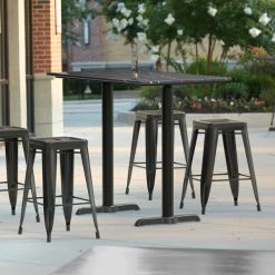 LT&S Excalibur Lancaster Table & Seating Excalibur 27 1/2" X 47 3/16" Rectangular Counter Height Table With Smooth Letizia Finish And Two End Outdoor Base Plates